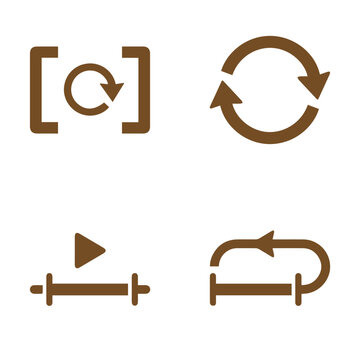 Icons for repeat playback control includes refresh icons a play button