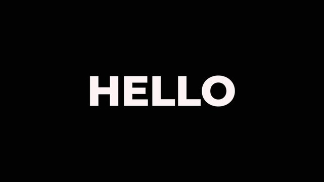 Cinematic HELLO Text Animation Clean Minimal Intro Title on Black Background