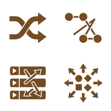 Icons for shuffle network data transfer distribution with transfer, distribution