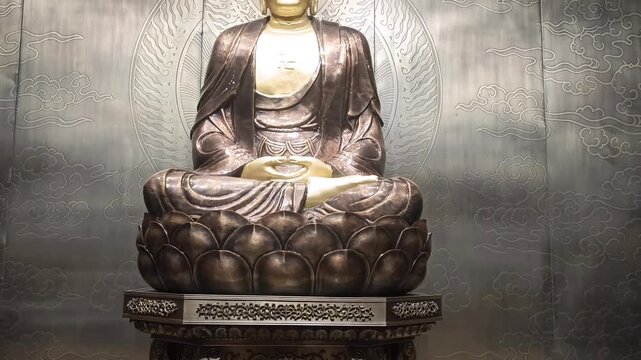 Golden Buddha Statue Inside Huayan Temple, Datong China