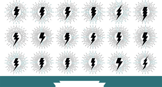Lightning bolt explosion in circular pattern Vector