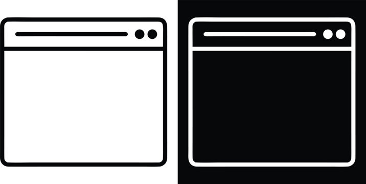 Two Browser Window Icon Set With Rounded Corners And Buttons On Top For Web Design Simple Symbols Isolated On White And Dark Backgrounds