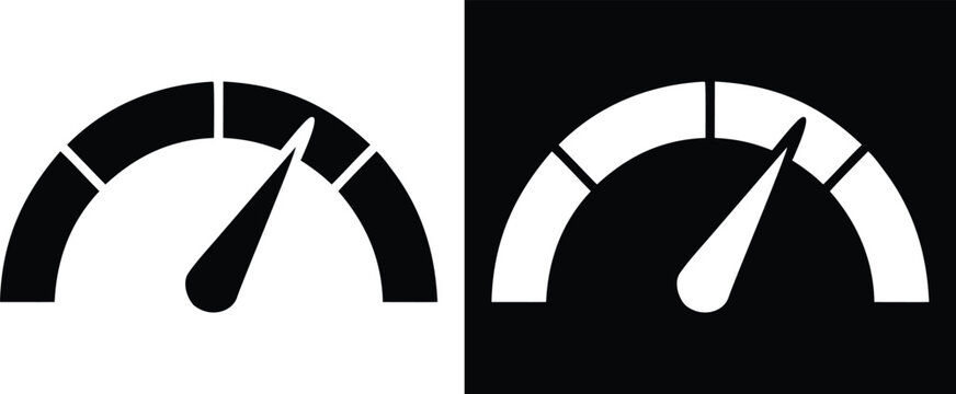 Two Speedometer Gauge Meters With Needle And Scale Indicator On Different Backgrounds