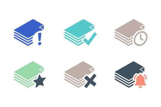 Document status and file management isometric icon set vector illustration
