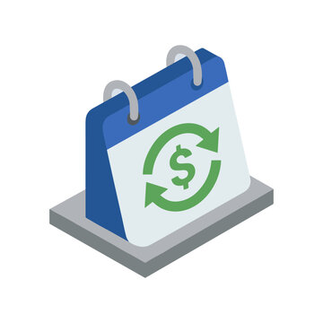 Recurring payment and billing schedule isometric icon vector illustration