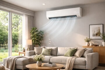 Obraz premium Comfortable and efficient air conditioning setup within a modern home environment