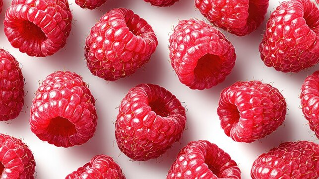 Fresh raspberries isolated on white background for culinary and design uses
