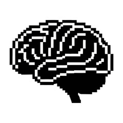 Obraz premium Pixel art brain creativity and innovation vector flat design