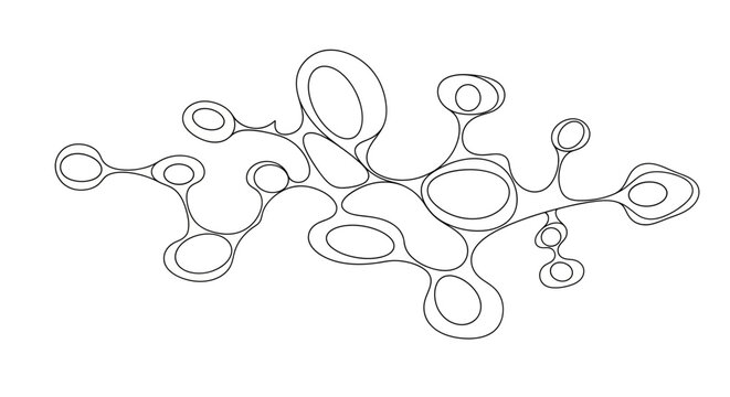 Abstract organic connected shapes, continuous line drawing, minimalist design