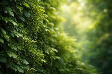 Fototapeta premium Textured verdant foliage panel in soft daylight with plenty of copy space