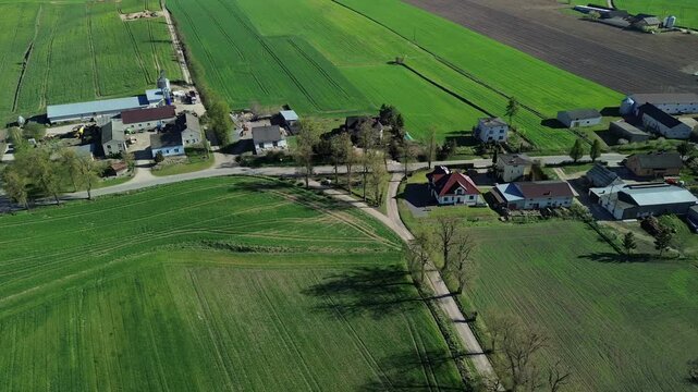 Aerial View of Rural Farmland and Country Road &ndash; 4K ProRes