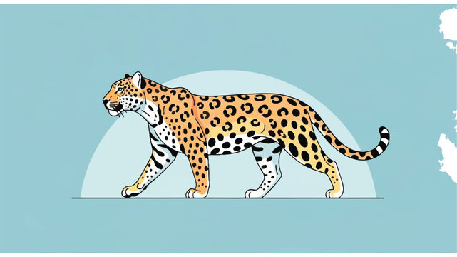 Leopard Walking Side Profile View.