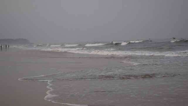 Amazing view of Arabian sea during the morning time in Calangute beach Goa, India, Ocean beach view during early morning time