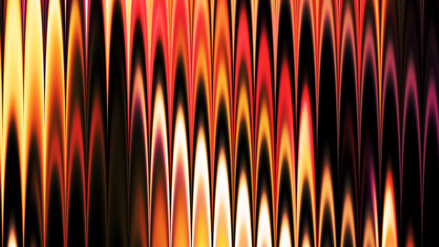 Abstract digital art featuring vibrant vertical waves of glowing red yellow and orange light patterns on a dark backdrop