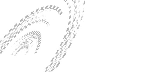 Drift background monochrome with texture wheel marks and drift in skidding, rounded tire marks. Vector isolated texture. © Ubay