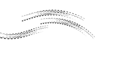 Drift background monochrome with texture wheel marks and drift in skidding, rounded tire marks. Vector isolated texture. © Ubay