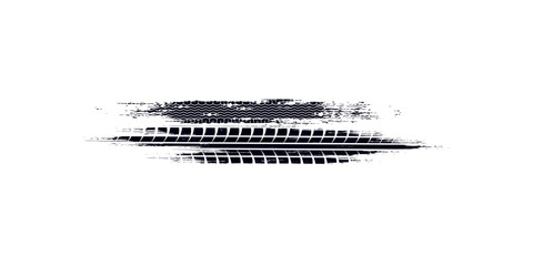 Drift background monochrome with texture wheel marks and drift in skidding, rounded tire marks. Vector isolated texture. © Ubay