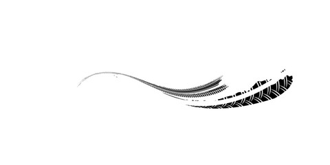 Drift background monochrome with texture wheel marks and drift in skidding, rounded tire marks. © Ubay
