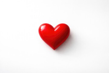 Fototapeta premium Vivid red heart shape placed on a spacious white background