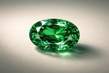 Fototapeta premium Radiant oval gem with rich green color on minimal background