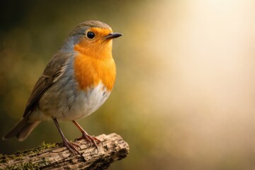 Fototapeta premium Studio captured close up of a robin bird with blank area for artwork