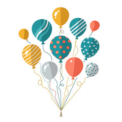 Naklejka premium Colorful Balloons Bunch Floating - Celebration, Party, Fun, Joy, Happy Birthday