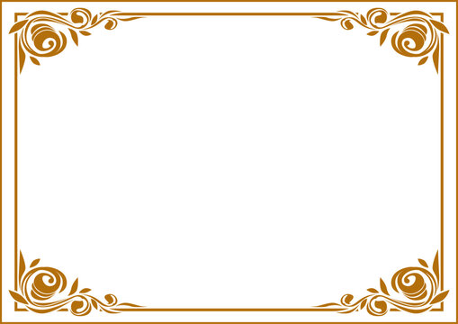 floral vintage golden frame border wedding invitation design