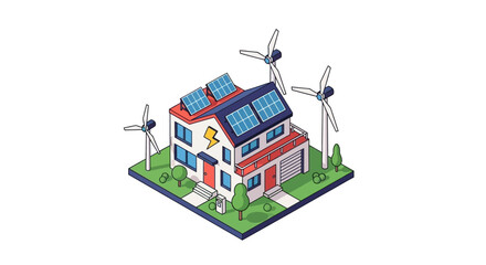 Naklejka premium Eco friendly house with solar panels.