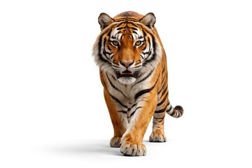 Fototapeta premium majestic tiger walking confidently on a blank white backdrop