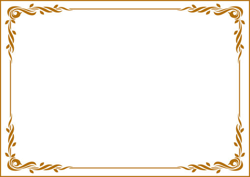 golden floral vintage frame design for wedding invitation and certificate