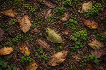 Obraz premium Natural textured leaf bed with organic ground cover layer