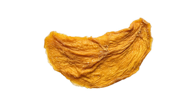 Dried mango slice with vibrant orange color, chewy dehydrated fruit snack, organic sun-dried tropical mango piece for healthy food marketing isolated on Transparent Background