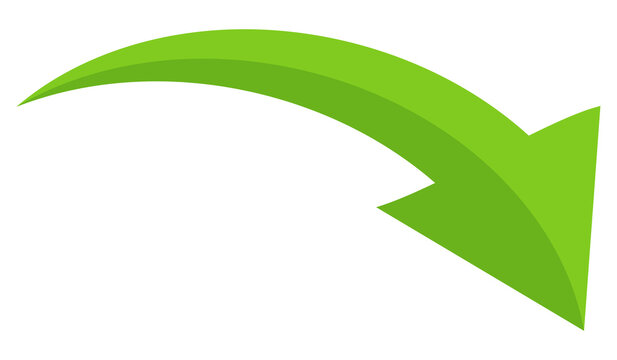 Green arrow vector icon showing direction symbol with flat style design. Jump icon