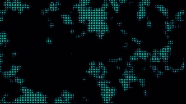 Glowing led dot matrix animation with futuristic digital particle. Abstract blue pixel field with neon grid light. Cyber light matrix background with luminous blue circular pixel structures. 4K Video