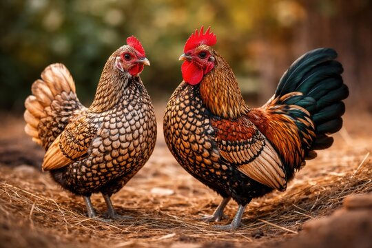 Vibrant plumaged sebright chickens known for their attractive size and color