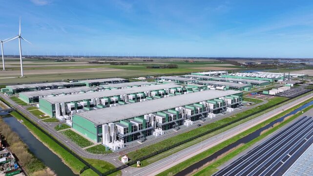 Large data center complex in a rural landscape in Europe