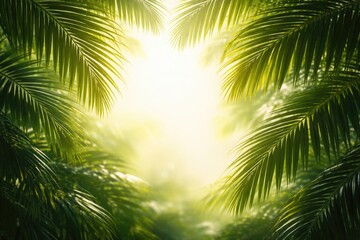 Naklejka premium Vibrant palm tree foliage with smooth copy space section