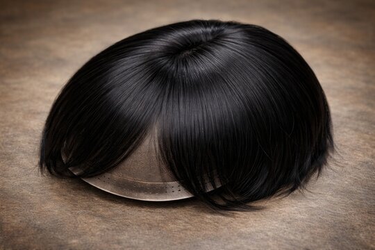 Realistic straight black toupee wigs designed for humans