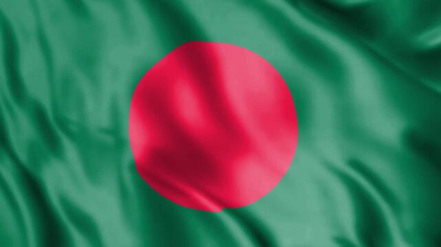 Realistic 3D animation of the flag of Bangladesh waving in the wind