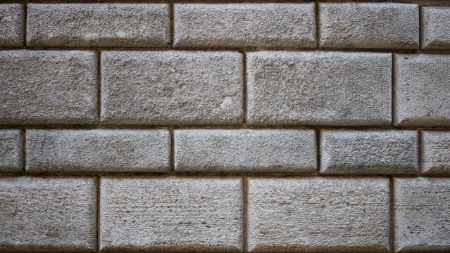 Rough stone brick wall texture with sharp detail and visible mortar for building facade; background backplate template calm.