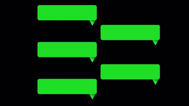 Typing text message cloud conversation animation with transparent background, sending and receiving messages animation, text SMS message chatting bubbles message.