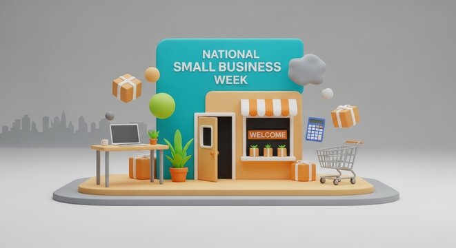 3D illustration for National Small Business Week celebration