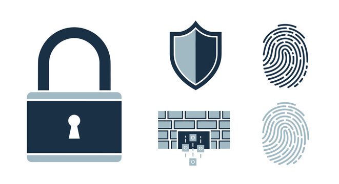 Digital security icons and symbols.