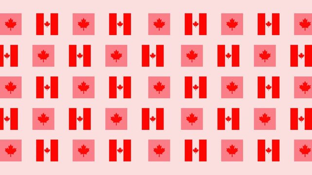 Canada Day background with animated maple leaf and red Canadian flag illustration