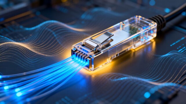 Fiber Optical Transceiver Module on Circuit Board