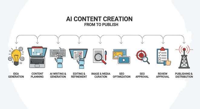 Infographic of AI content creation process.