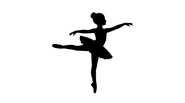 Ballerina performing arabesque pose silhouette style