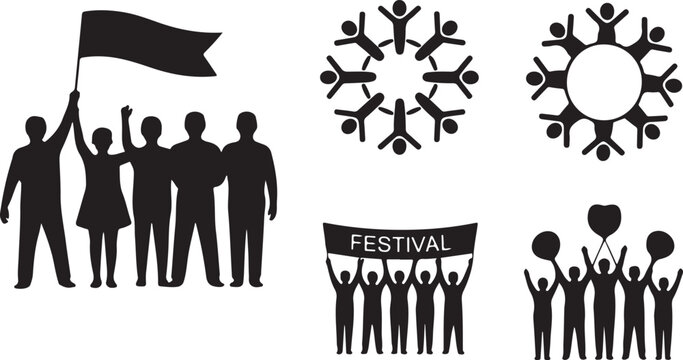 A pictogram illustration showing different social groups and Celebration of Community