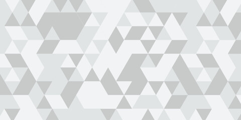 Obraz premium Abstract geometric White and gray background seamless mosaic and low polygon triangle texture wallpaper. Triangle shape retro wall grid pattern geometric ornament tile vector square element.