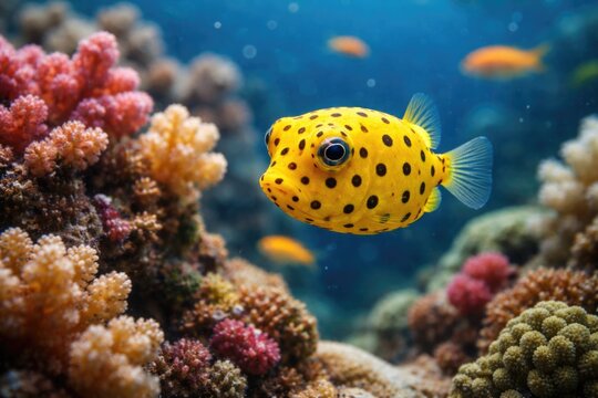 Young yellow boxfish species behavior and habitat insights